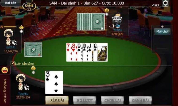 Bàn chơi Sâm Lốc Fun88