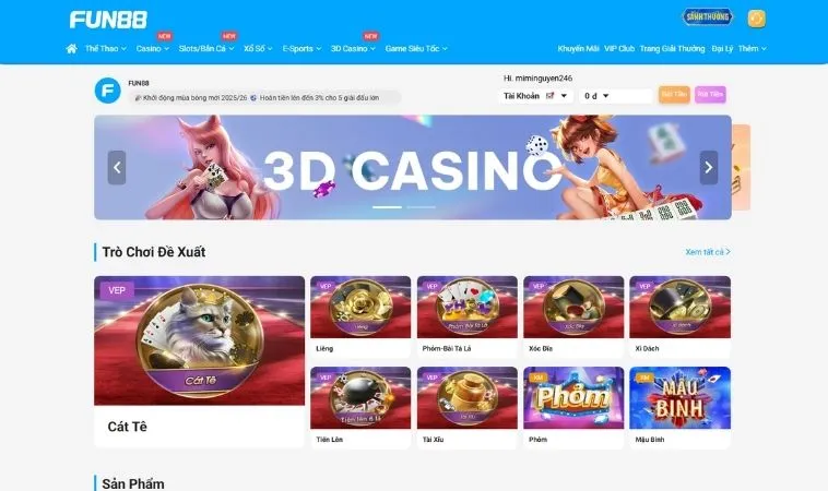 Kho game nhanh hấp dẫn tại nhà cái FUN88